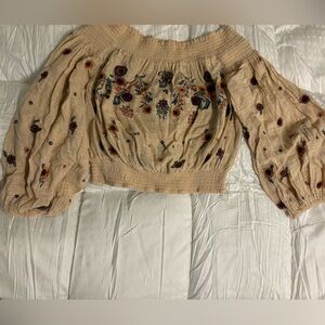 Free People puff sleeve crop blouse